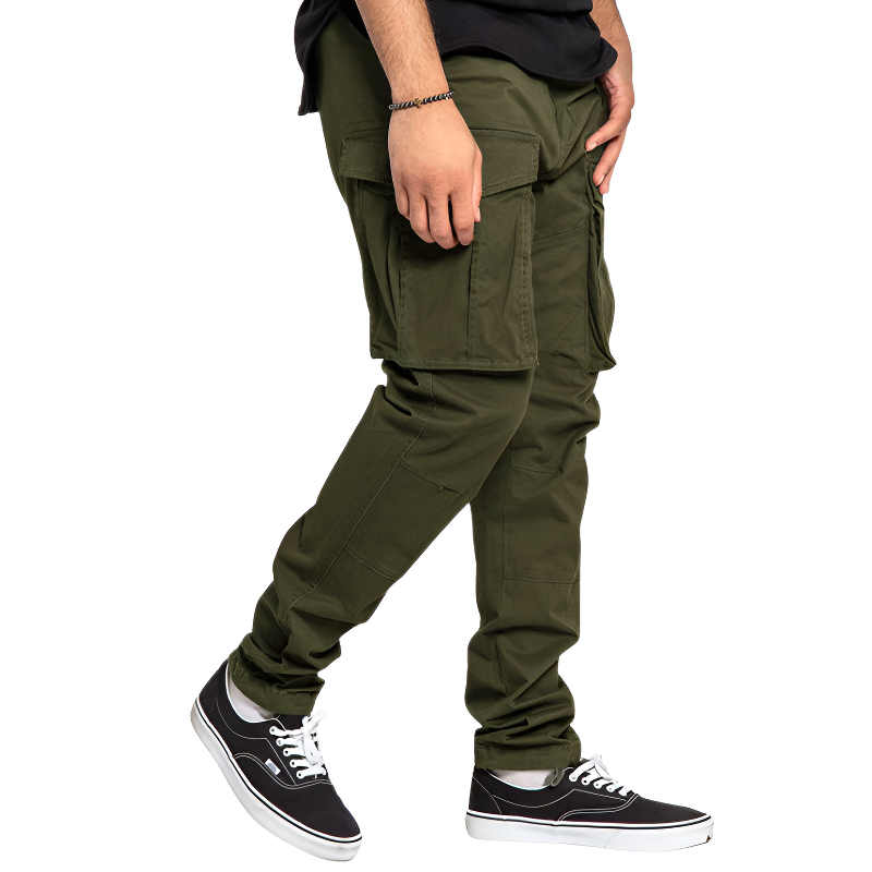 Pantaloni cargo uomo verde militare