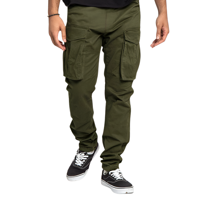 Pantaloni cargo uomo verde militare