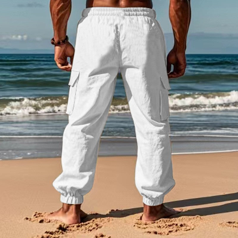 Pantaloni cargo bianchi uomo