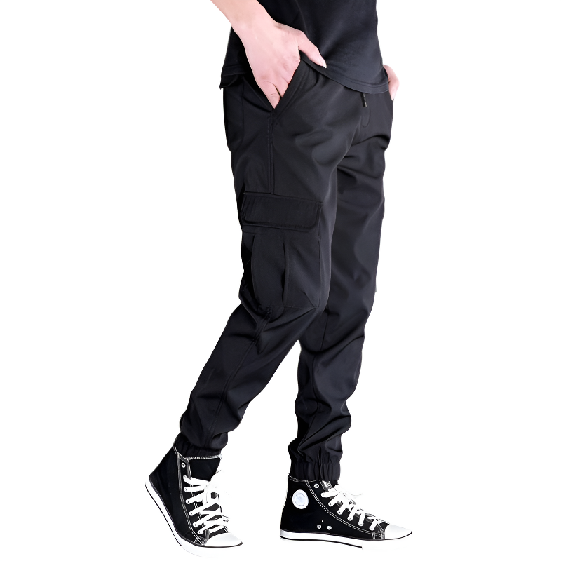 Pantaloni uomo cargo con elastico alle caviglie