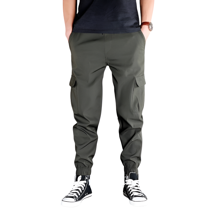 Pantaloni uomo cargo con elastico alle caviglie