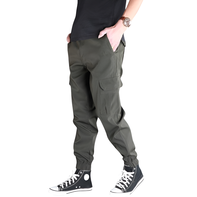 Pantaloni uomo cargo con elastico alle caviglie