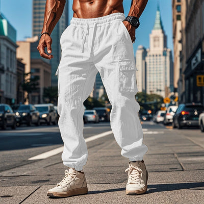 Pantaloni cargo bianchi uomo